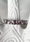 Gümüş Ve Pembe Renk Kalp Detaylı Ayarlanabilir Yüzük