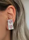 Gümüş Ve Pembe Renk Kalp Figürlü 14K Altın Kaplama TX Ear Cuff (Tek)