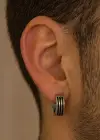 Gümüş Ve Siyah Renk Çelik Erkek Küpe (Çift)