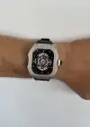 Gümüş Ve Siyah Renk Silikon Kordonlu Çelik Erkek Saat