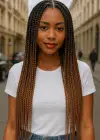 İki Renk Ombreli Afrika Zenci Örgüsü Box Braid Sentetik Saç 60cm 100gr