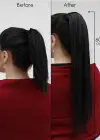 Isıya Dayanıklı Yarımay Çıt Çıt Saç - 1B - Siyah - Düz - 60 Cm - 110 Gr (Zeynep)