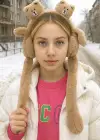 Kahverengi Ayıcık Figürlü Kulakları Oynayan Peluş Kulaklık