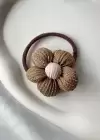 Kahverengi Çiçek Figürlü Lastik Toka