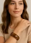 Kahverengi Kalın Kemik Mika Bileklik
