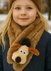 Kahverengi Köpek Figürlü Çocuk Peluş Atkı