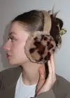 Kahverengi Leopar Detaylı Peluş Kulaklık