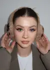 Kahverengi Leopar Detaylı Peluş Kulaklık