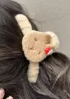 Kahverengi Renk Ayıcık Figürlü Peluş Mandal Toka