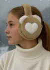 Kahverengi Ve Beyaz Renk Kalp Figürlü Peluş Kulaklık