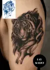 Kaplan Figürlü 12 Saat Sonra Kararan Geçici Orta Dövme Tattoo