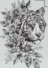 Kaplan Ve Çiçek Figürlü Geçici Dövme Tattoo