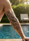 Kaplan Ve Çiçek Figürlü Geçici Dövme Tattoo