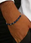 Karışık Renk Boncuk Detaylı Çelik Erkek Bileklik
