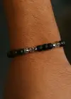 Karışık Renk Boncuk Detaylı Çelik Erkek Bileklik