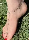 Karışık Renk Boncuk Detaylı Halhal Ayak Şahmeranı