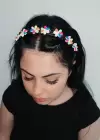 Karışık Renk Çiçek Figürlü Saç Bükücü Taç