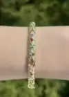 Karışık Renk Çiçek Figürlü Taş Detaylı Mineli Kelepçe Bileklik