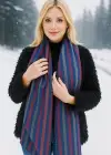 Karışık Renk Çizgili Unisex Atkı