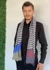 Karışık Renk Çizgili Unisex Şal
