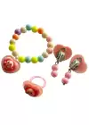 Karışık Renk Çocuk Sıkıştırmalı Küpe/ Bileklik/ Yüzük Set