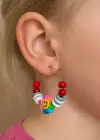 Karışık Renk Fimo Halka Küpe (Çift)