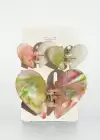 Karışık Renk Kalp Figürlü 3lü Kemik Mandal Toka Set