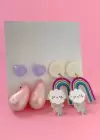 Karışık Renk Karışık Figürlü 6lı Küpe Set