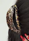 Karışık Renk Leopar Desenli Kemik Mandal Toka