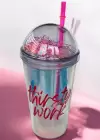 Karışık Renk Thirsty Work Yazılı Pipetli Suluk