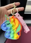 Karışık Renk Unicorn Figürlü Pop İt Anahtarlık/Cüzdan