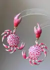 Karışık Renk Yengeç Figürlü Tasarım Küpe(Çift)