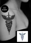 Kılıç Ve Kanat Figürlü 12 Saat Sonra Kararan Geçici Mini Dövme Tattoo