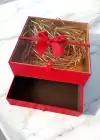 Kırmızı Renk Çekmece Figürlü Hediye Kutusu