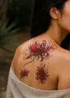 Kırmızı Renk Çiçek Figürlü Geçici Dövme Tattoo
