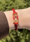 Kırmızı Renk Deri Kelepçe Bileklik