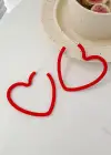 Kırmızı Renk Kalp Figürlü Küpe (Çift)