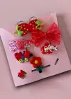 Kırmızı Renk Karışık Figürlü Toka Set