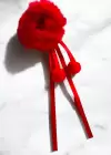Kırmızı Renk Ponpon Detaylı Peluş Simit Toka