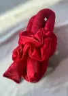 Kırmızı Renk Saç Şekillendirici Saç Sosisi Saten Toka Seti