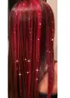 Kırmızı Renk Simli Yan Postiş Hair Tinsel Shiny Hair (50 Cm)