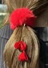 Kırmızı Renk Zincir Detaylı Peluş Simit Toka