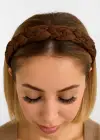 Koyu Kahve Renk Örgü Detaylı Taç