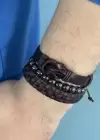 Koyu Kahverengi Erkek Çoklu Deri Bileklik