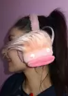 Koyu Pembe Renk Canavar Figürlü Peluş Kulaklık