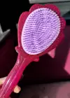 Koyu Pembe Renk Deniz Kabuğu Detaylı Simli Saç Tarama Fırçası/ Tarak