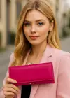 Koyu Pembe Renk Kalp Detaylı Kadın Cüzdan