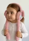 Koyu Pembe Renk Kalp Figürlü Kulakları Oynayan Peluş Kulaklık