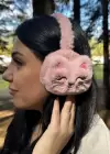 Koyu Pembe Renk Kedi Figürlü Peluş Kulaklık