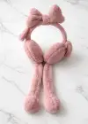 Koyu Pembe Renk Kurdele Figürlü Kulakları Oynayan Peluş Kulaklık